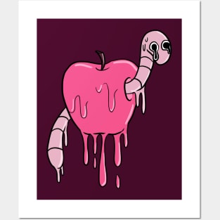 worm in apple melting Posters and Art